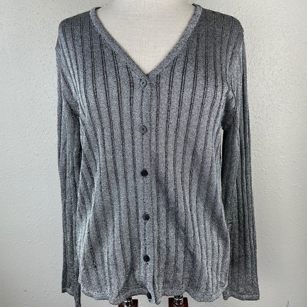 NWT JBS Ltd. Silver and Black Cardigan Size S